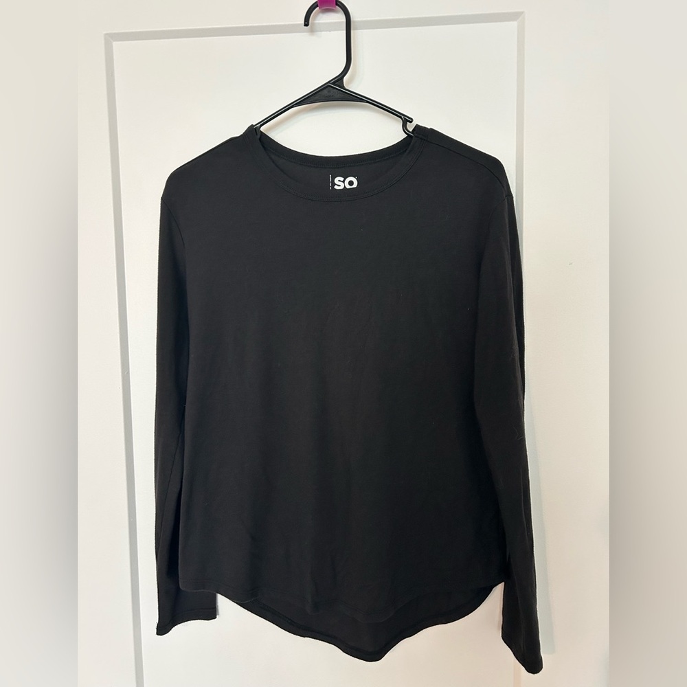 SO Black Crewneck Long Sleeve Top